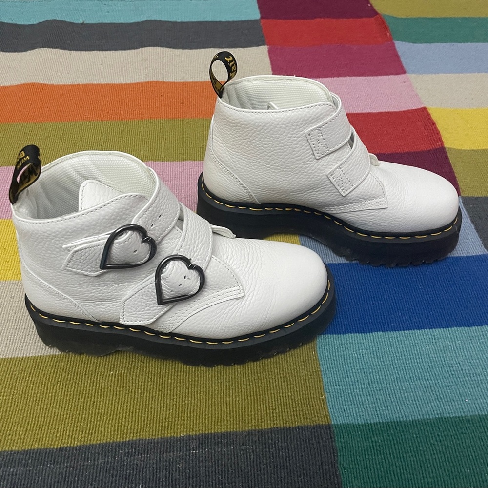Doc Martens White Devon Heart Platform Boot